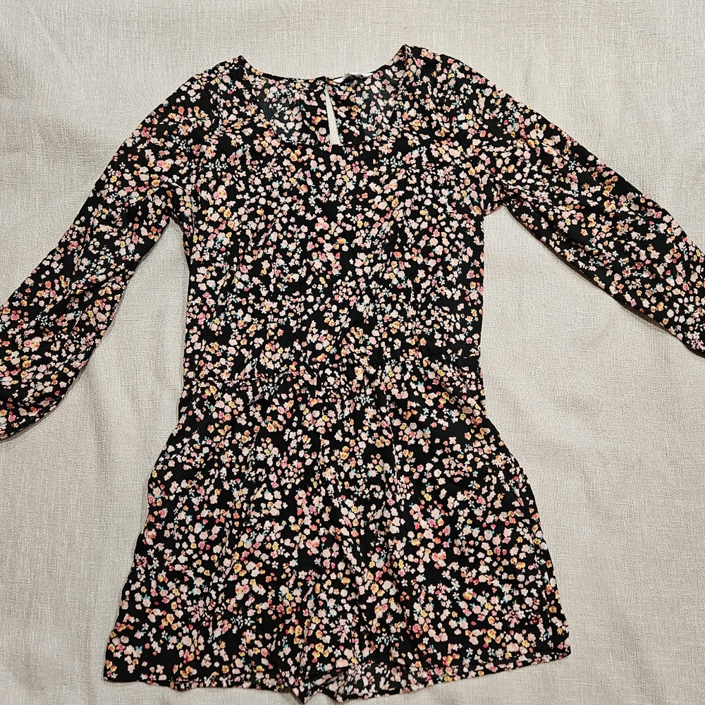 Decree Floral Romper in Black and Pink
